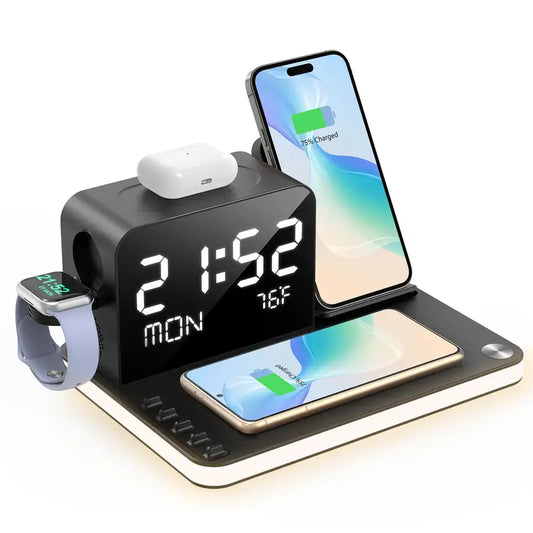 7in 1 Dual Phone Wireless Charging Station with Night Light